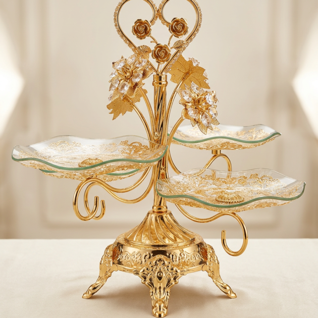 Porte-gâteaux 4 Etage Doré - luxe et Élégance 💛 حامل حلويات فاخر بلمسة ذهبية ✨
